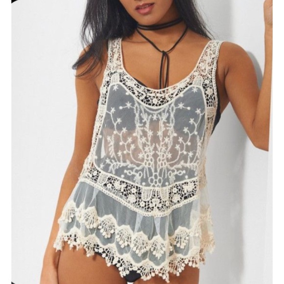 Last 1 M! New Bohemian Crochet & Lace Tank Top Swim Coverup - Picture 7 of 16